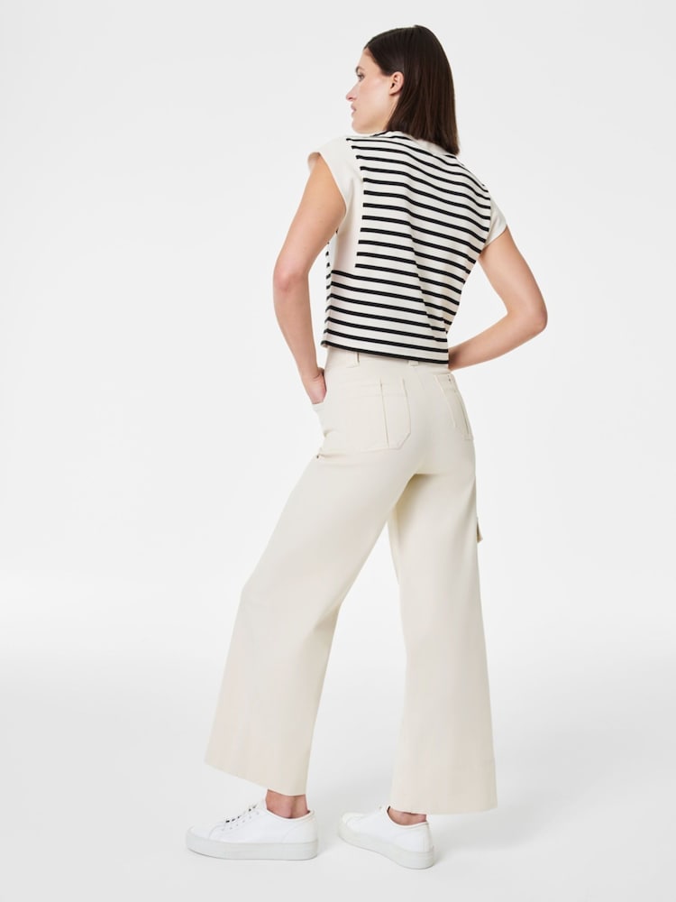 Spanx Green Stretch Twill Cropped Cargo Trousers - Image 2 of 5