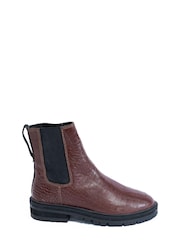 ASRA London Red Clovie Tawny Croc Effect Leather Elastic Chelsea Boots - Image 1 of 1