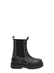ASRA London Beacon Elastic Chunky Chelsea Leather Black Ankle Boots - Image 1 of 5