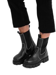 ASRA London Beacon Elastic Chunky Chelsea Leather Black Ankle Boots - Image 4 of 5