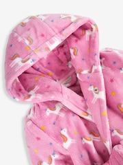 JoJo Maman Bébé Pink Girls' Unicorn Print Dressing Gown - Image 2 of 4
