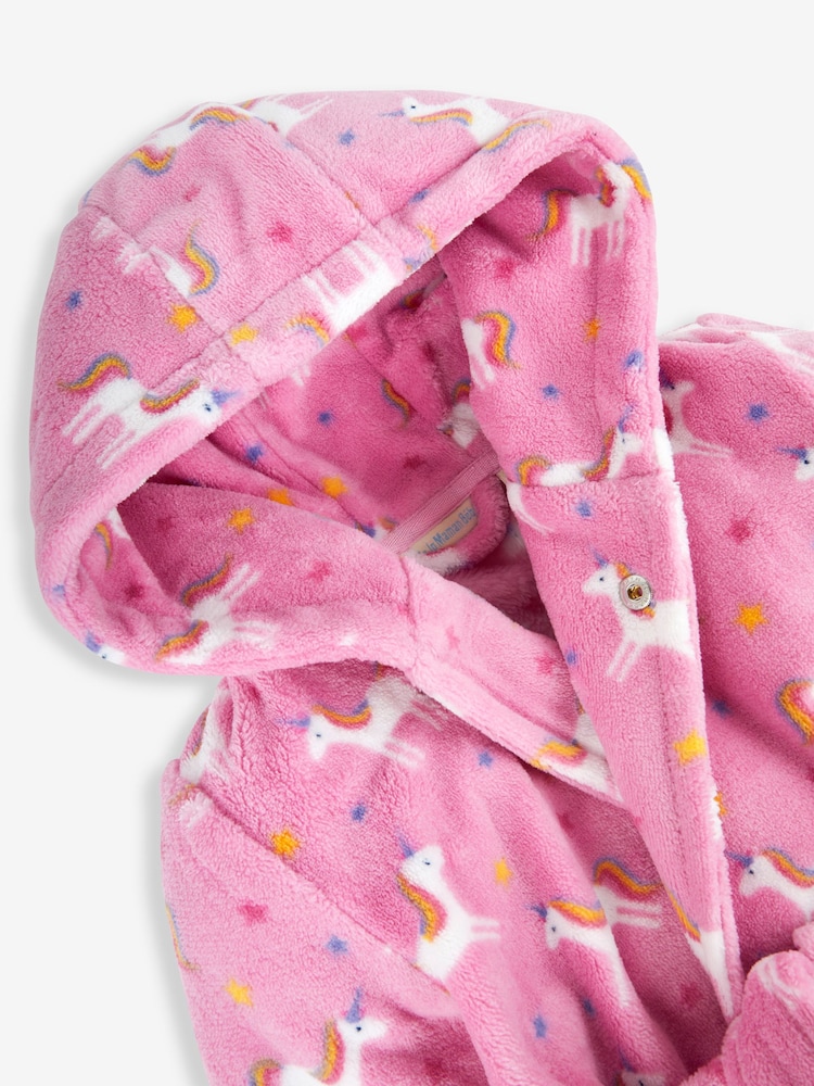 JoJo Maman Bébé Pink Girls' Unicorn Print Dressing Gown - Image 2 of 4