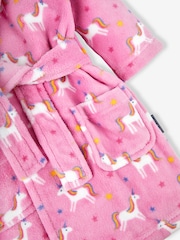 JoJo Maman Bébé Pink Girls' Unicorn Print Dressing Gown - Image 3 of 4