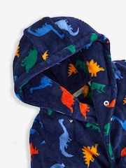 JoJo Maman Bébé Navy Dinosaur Print Dressing Gown - Image 4 of 5