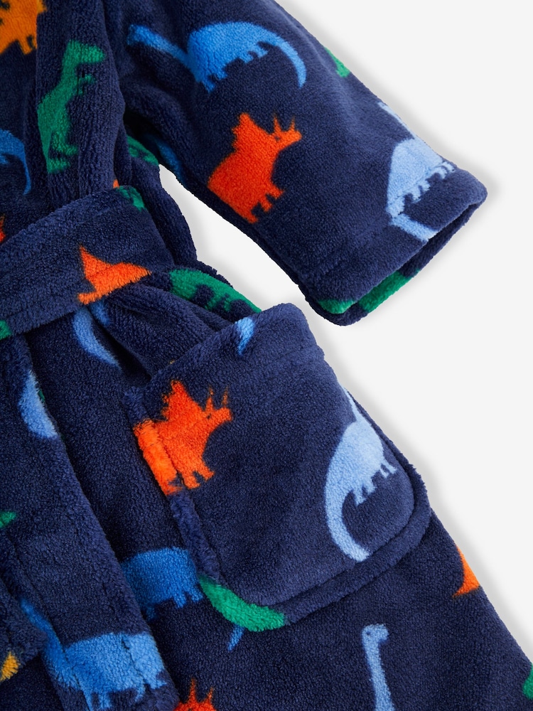 JoJo Maman Bébé Navy Dinosaur Print Dressing Gown - Image 5 of 5