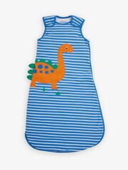 JoJo Maman Bébé Blue Stripe Dino Appliqué 2.5 Tog Baby Sleeping Bag - Image 1 of 3