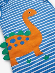 JoJo Maman Bébé Blue Stripe Dino Appliqué 2.5 Tog Baby Sleeping Bag - Image 2 of 3