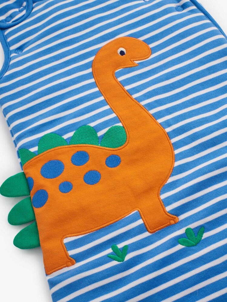JoJo Maman Bébé Blue Stripe Dino Appliqué 2.5 Tog Baby Sleeping Bag - Image 2 of 3