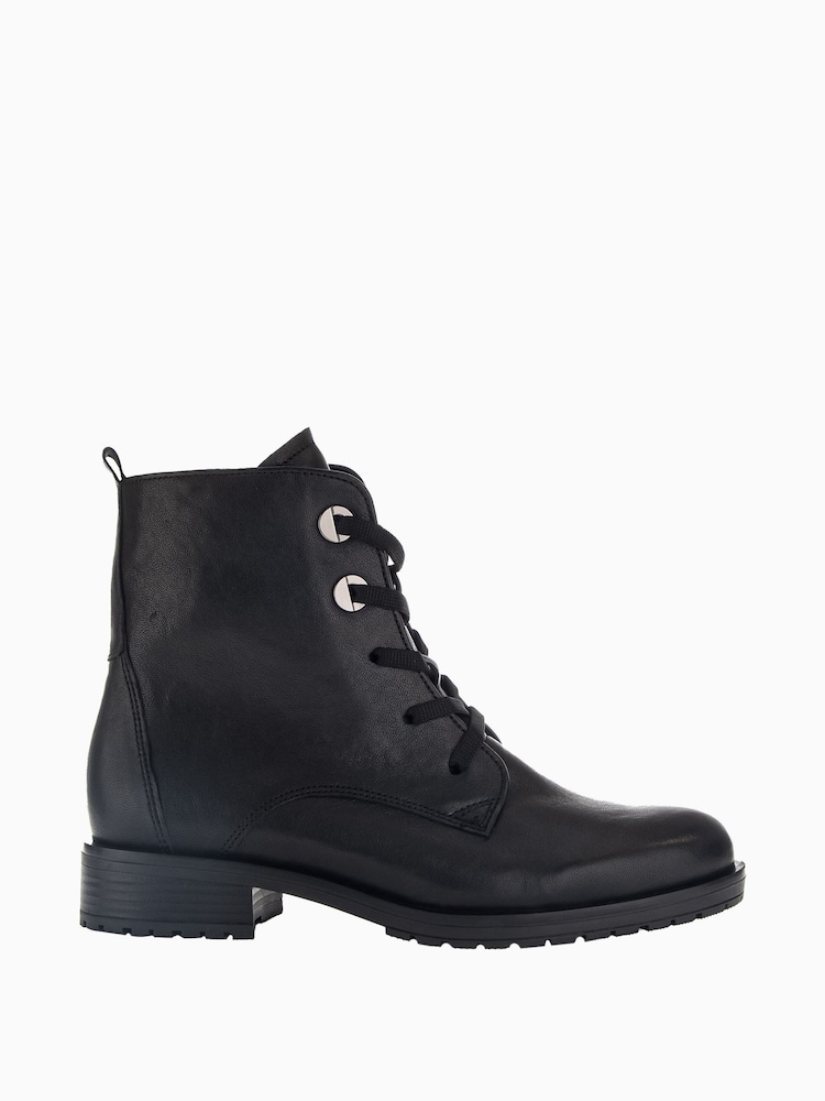 Gabor Wide Fit Prissie Black Leather Ankle Black Boots - Image 1 of 5