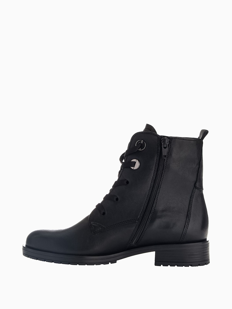Gabor Wide Fit Prissie Black Leather Ankle Black Boots - Image 2 of 5