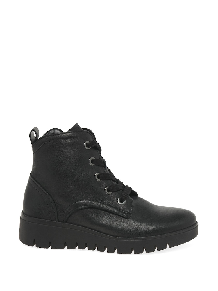 Gabor Wide Fit Dando Black Leather Ankle Black Boots - Image 1 of 5
