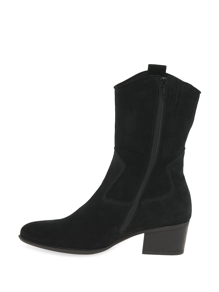 Gabor Wide Fit Kirsten Black Suede Cowboy Style Black Boots - Image 2 of 5