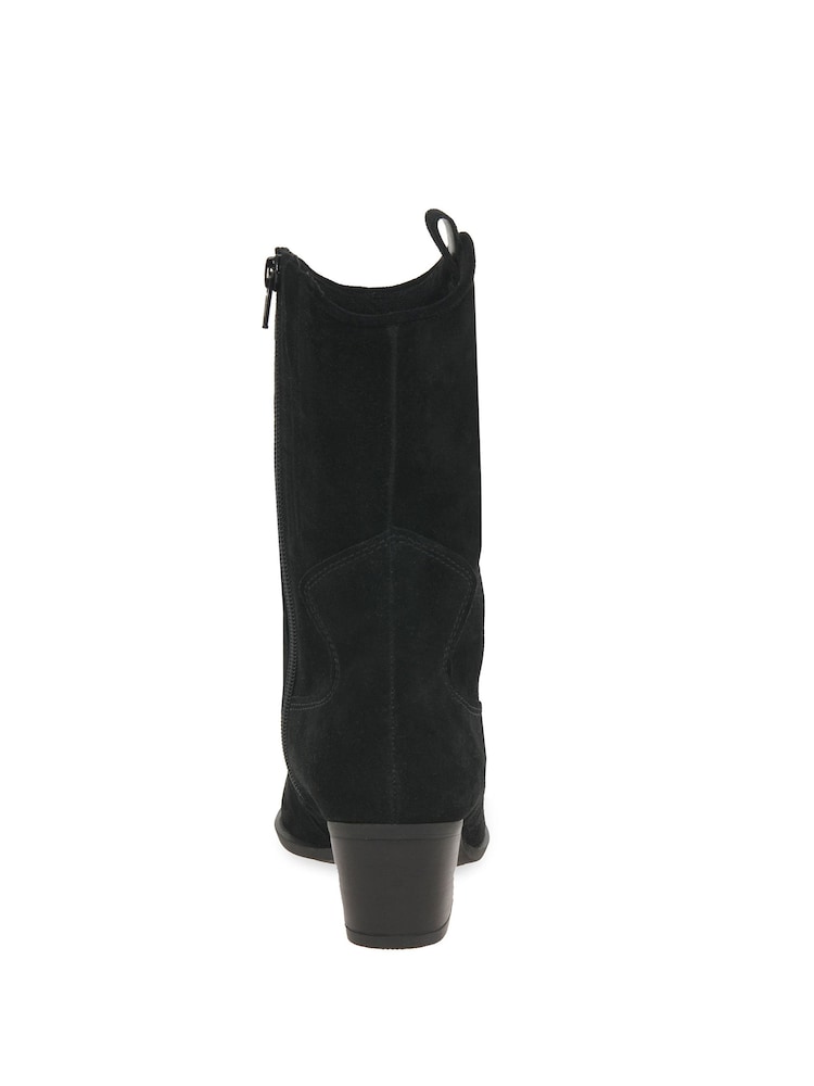 Gabor Wide Fit Kirsten Black Suede Cowboy Style Black Boots - Image 5 of 5