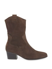 Gabor Wide Fit Kirsten Whiskey Suede Cowboy Style Brown Boots - Image 1 of 5