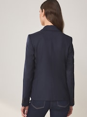 Navy Premium Double Breasted Wool Blend Blazer - Image 4 of 8