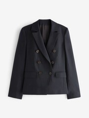 Navy Premium Double Breasted Wool Blend Blazer - Image 6 of 8