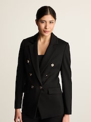 Schwarz - Figurbetonter, zweireihiger Ponte-Blazer - Bild 1 von 1