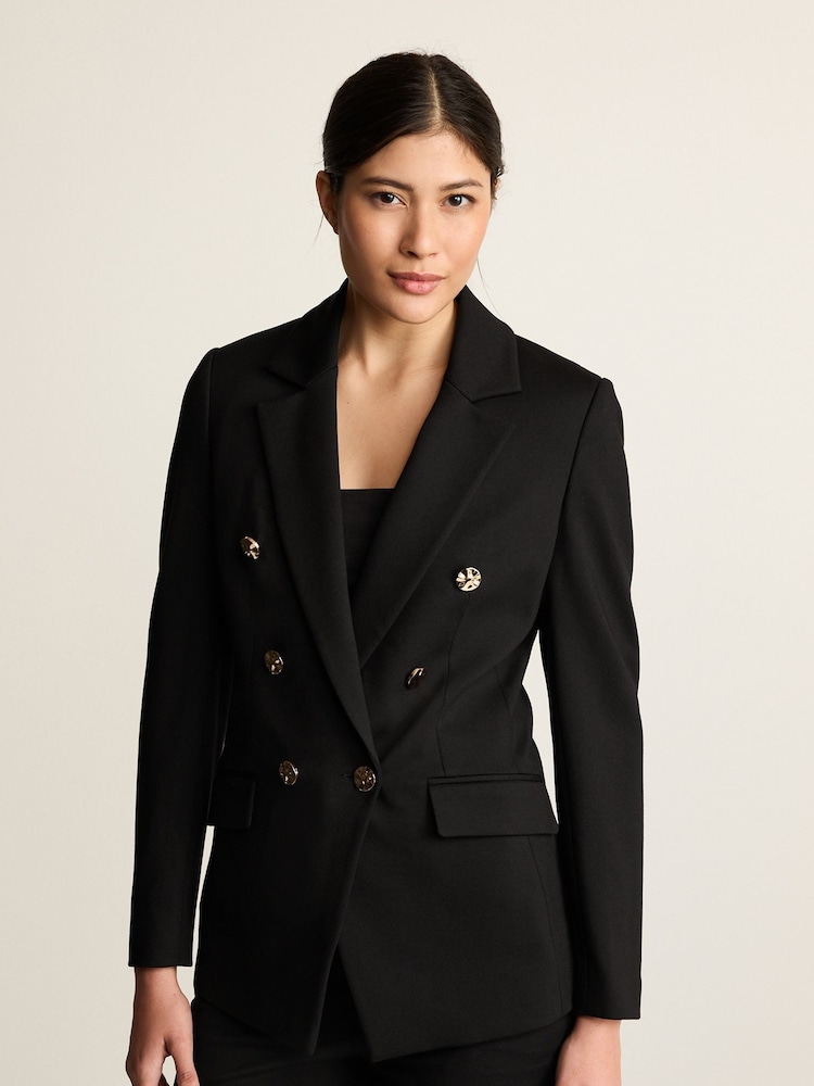 Schwarz - Figurbetonter, zweireihiger Ponte-Blazer - Bild 1 von 1