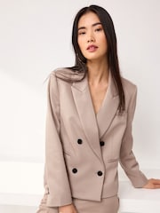 Mink Brown Tailored Twill Double Breasted Blazer - Image 1 of 6