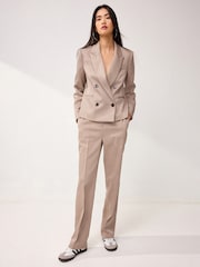 Mink Brown Tailored Twill Double Breasted Blazer - Image 2 of 6