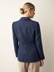 Marineblau/blau - Figurbetonter zweireihiger Bouclé-Blazer - Bild 4 von 7