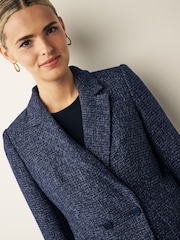 Marineblau/blau - Figurbetonter zweireihiger Bouclé-Blazer - Bild 5 von 7