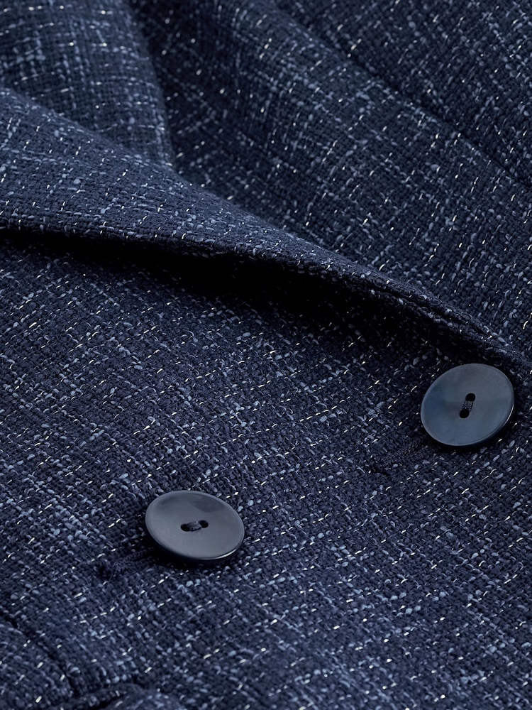 Marineblau/blau - Figurbetonter zweireihiger Bouclé-Blazer - Bild 7 von 7