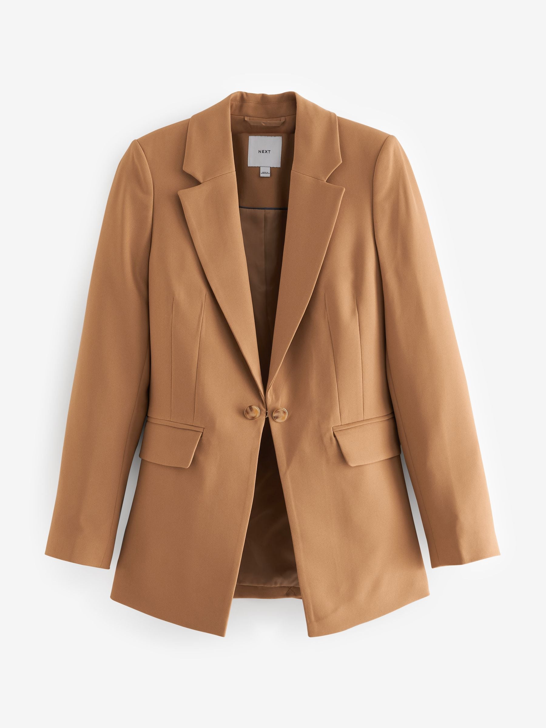 Buy Camel Brown Tailored Crepe Edge to Edge Fitted Blazer from Next Luxembourg