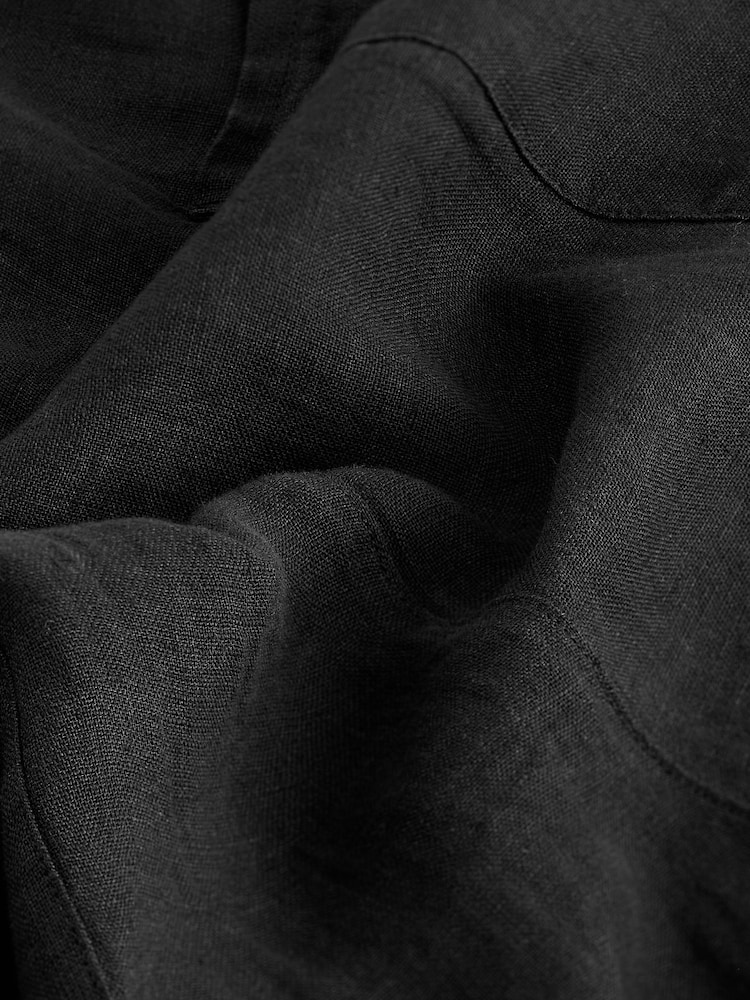 Black Premium 100% Linen Romper Wide Leg Jumpsuit - Image 7 of 7