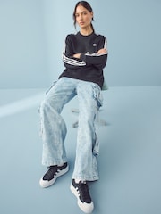 adidas Originals Black Oversized 3-Stripes Crew Sweatshirt - Image 3 of 6