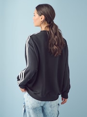 adidas Originals Black Oversized 3-Stripes Crew Sweatshirt - Image 4 of 6