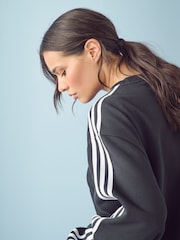 adidas Originals Black Oversized 3-Stripes Crew Sweatshirt - Image 5 of 6