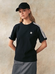 adidas originals Black 3 Stripe T-Shirt - Image 1 of 5