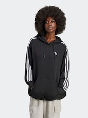adidas Originals Black Oversized Adicolour 3-Stripes Hoodie - Image 1 of 7