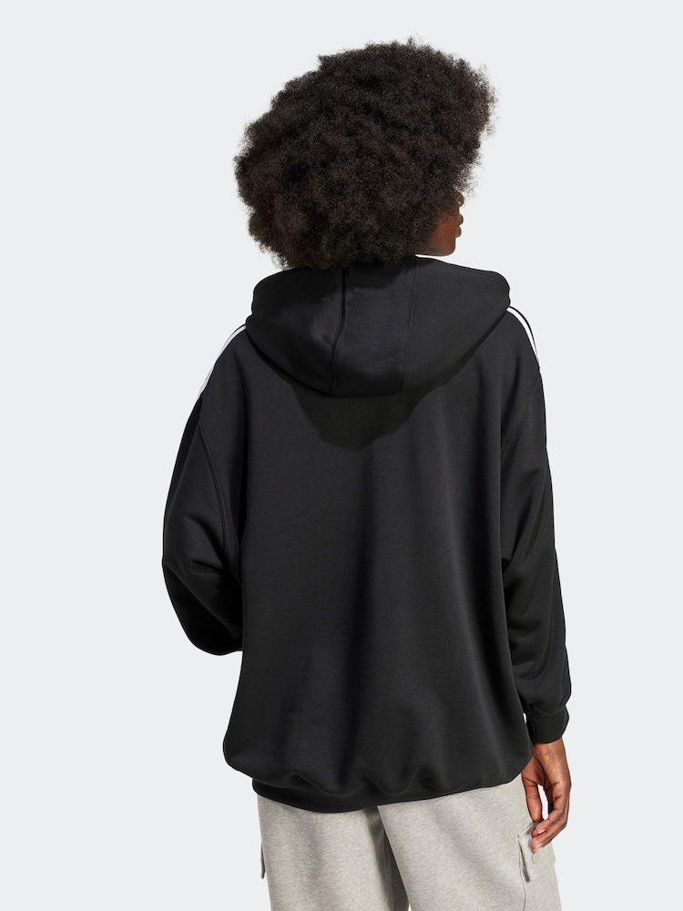 adidas Originals Black Oversized Adicolour 3-Stripes Hoodie - Image 2 of 7