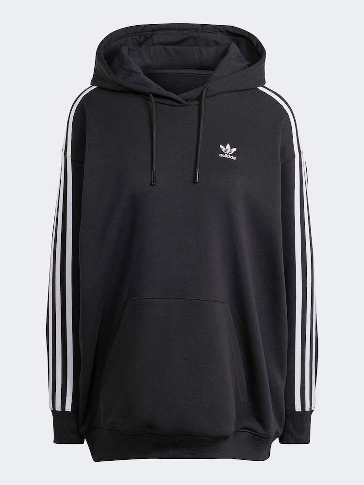 adidas Originals Black Oversized Adicolour 3-Stripes Hoodie - Image 7 of 7