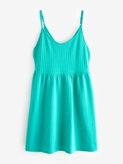 أزرق على أخضر أزرق - فستان صيفي خفيف وقصير بياقة حرف V وحمالات من القطن 100% - صورة 5 من 6