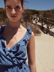 Navy Aztec Mini Wrap Dress - Image 10 of 12