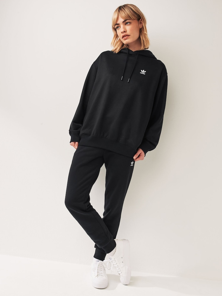 adidas Originals Black Trefoil Oversized Hoodie - Image 2 of 5