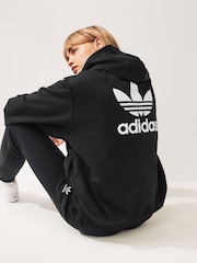 adidas Originals Black Trefoil Oversized Hoodie - Image 3 of 5