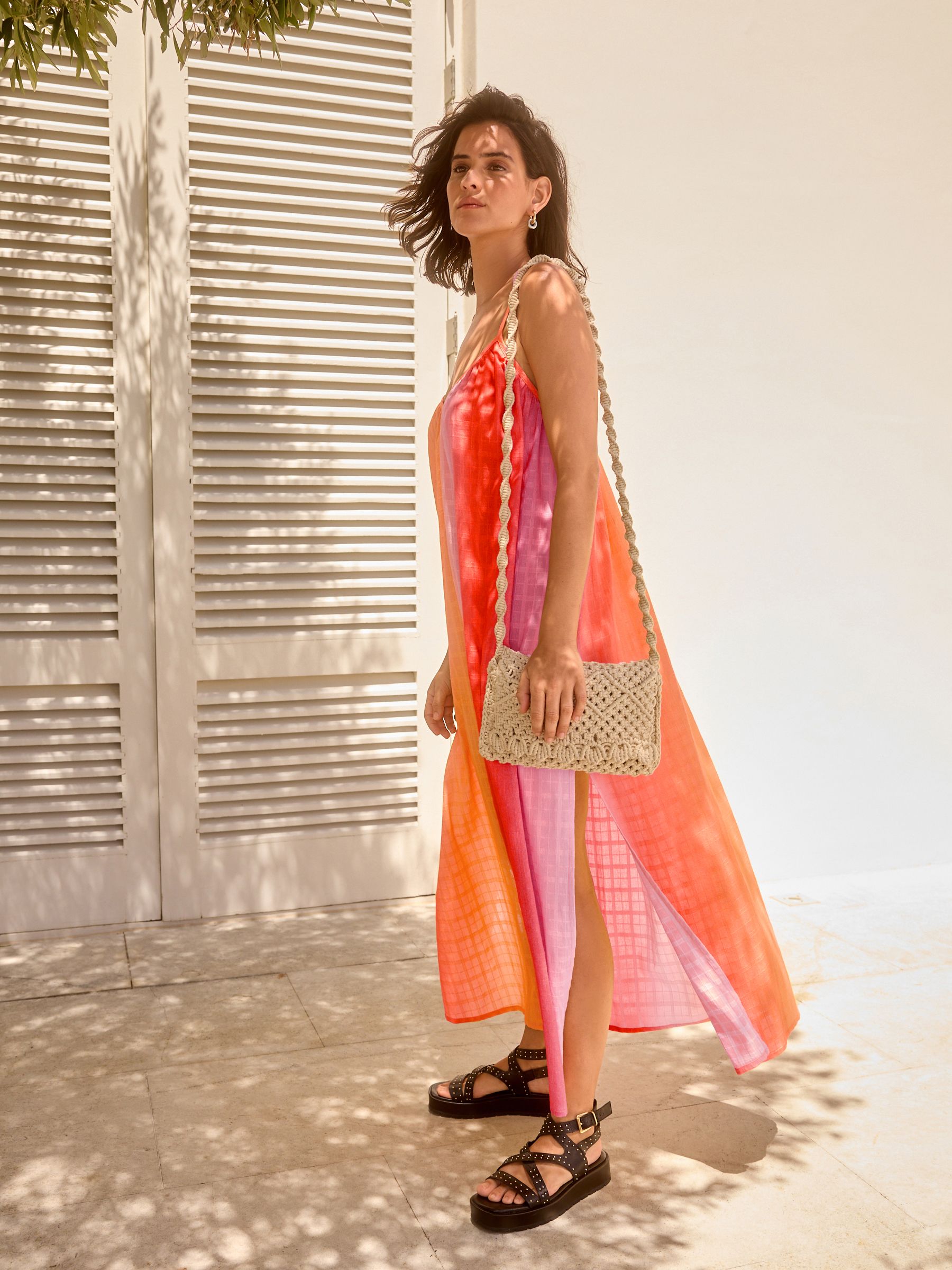 Buy Orange Pink Ombre Textured Volume Summer Maxi Dress from Next Luxembourg