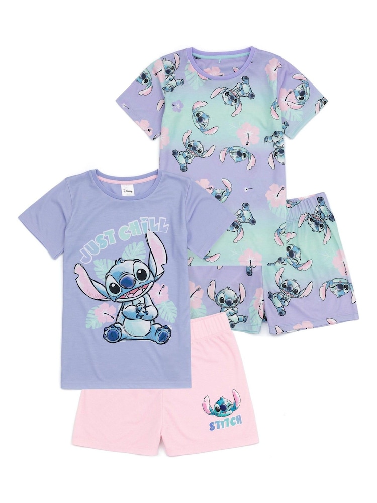 Vanilla Underground Purple Girls Disney Lilo & Stitch Pyjamas 2 Pack - Image 1 of 5