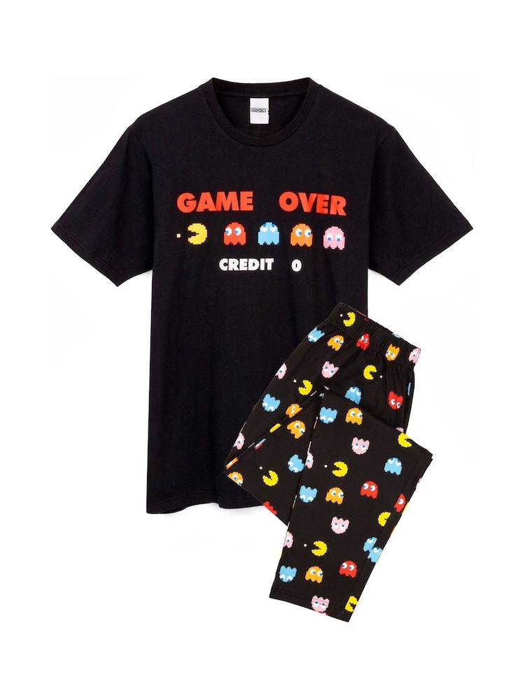 Vanilla Underground Black Pacman Mens Marvel Avengers Long Leg 100% Cotton Pyjamas Set - Image 1 of 4