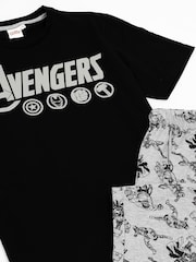 Vanilla Underground Black Mens Marvel Avengers Long Leg 100% Cotton Pyjamas Set - Image 4 of 5