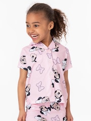 Vanilla Underground Pink Girls Disney Minnie Mouse Short Button Up Pyjamas - Image 1 of 5