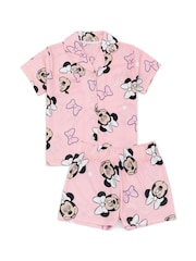 Vanilla Underground Pink Girls Disney Minnie Mouse Short Button Up Pyjamas - Image 4 of 5