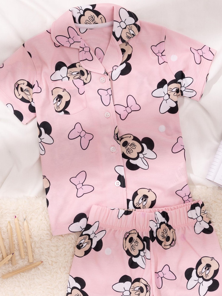 Vanilla Underground Pink Girls Disney Minnie Mouse Short Button Up Pyjamas - Image 5 of 5