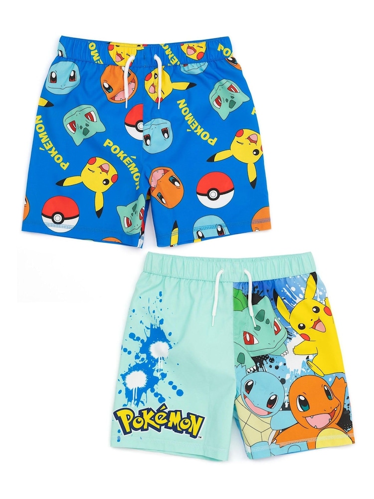 Vanilla Underground Blue Pokemon Boys Swim Shorts 2 Pack - Image 1 of 5