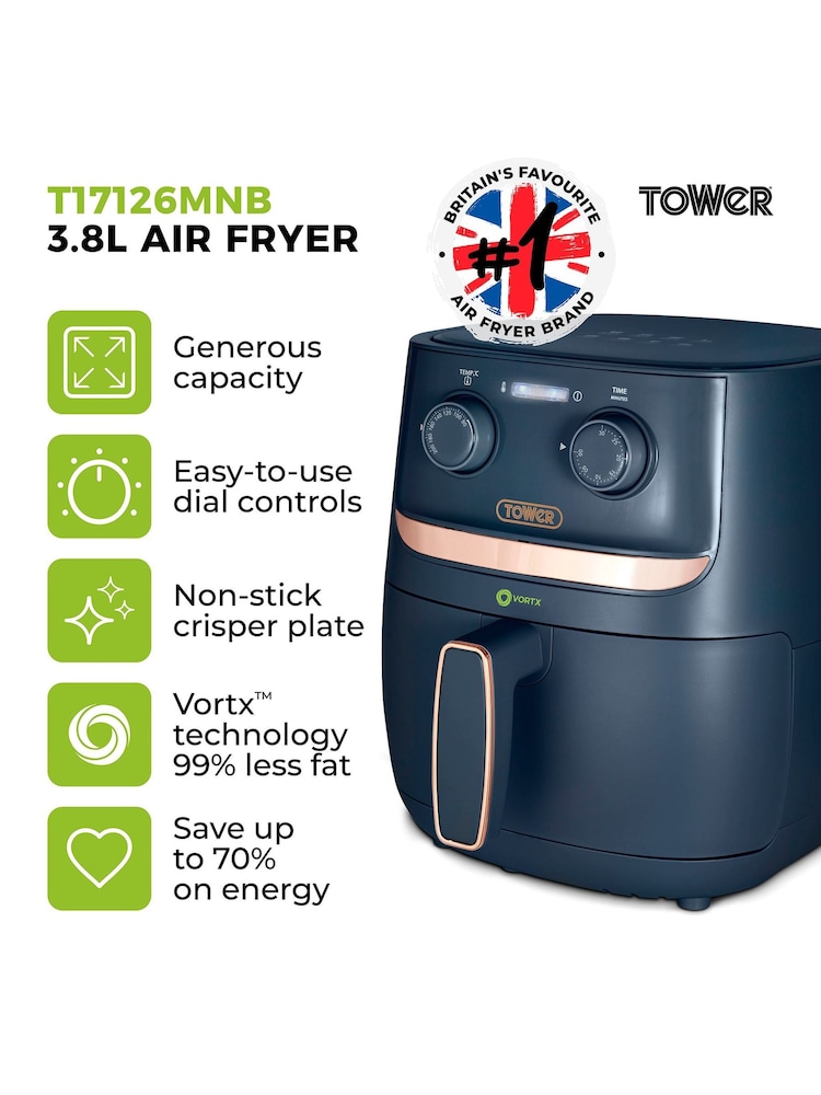 Tower Dark Blue Vortx 3.8L Air Fryer - Image 18 of 18