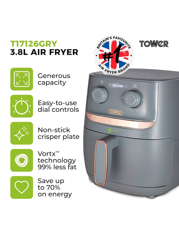 Tower Grey Vortx 3.8L Air Fryer - Image 2 of 8